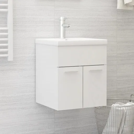 Armario Para Lavabo Contrachapada Blanco Brillo 41x38,5x46 cm
