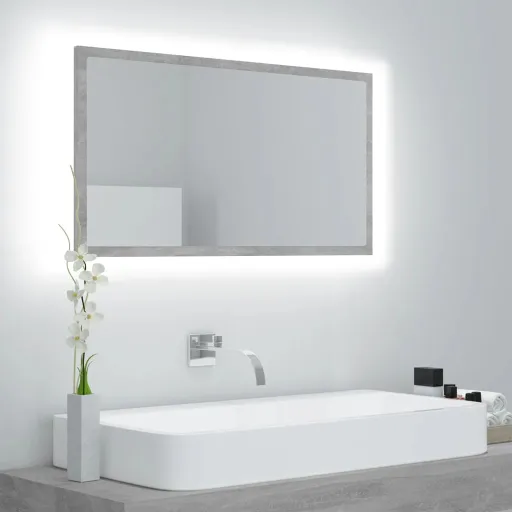 Espejo de Baño Acrílico Gris Hormigón 80x8,5x37 cm