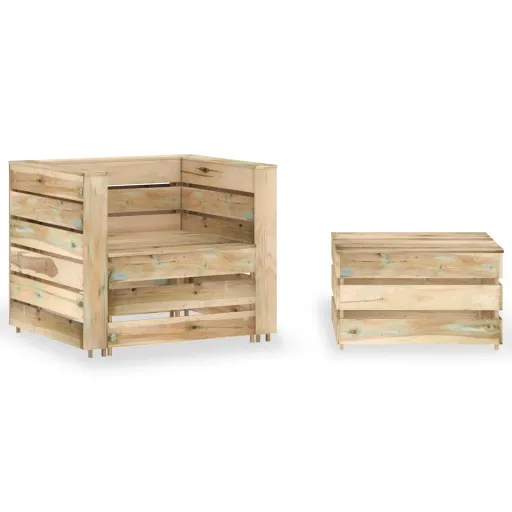 Set de Muebles de Palés Jardín 2 Piezas Madera Pino Impregnada