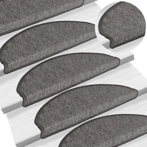 Felpudos Para Escaleras 15 Unidades 65x21x4 cm Beige y Gris Semicircular Grande
