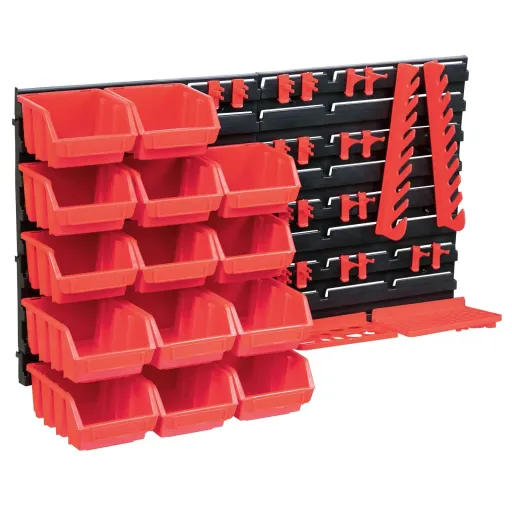 Kit de Cajas de Almacenaje 39 Pzas Paneles de Pared Rojo Negro