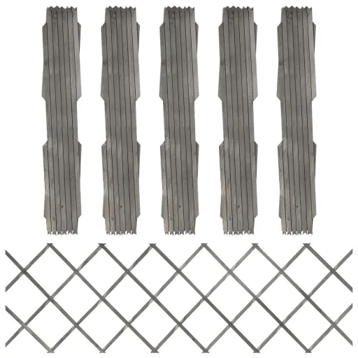 Vallas Enrejado 5 Uds Madera Maciza de Abeto Gris 180x60 cm