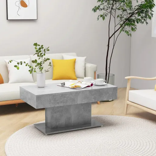 Mesa de Centro Madera Contrachapada Gris Hormigón 96x50x45 cm