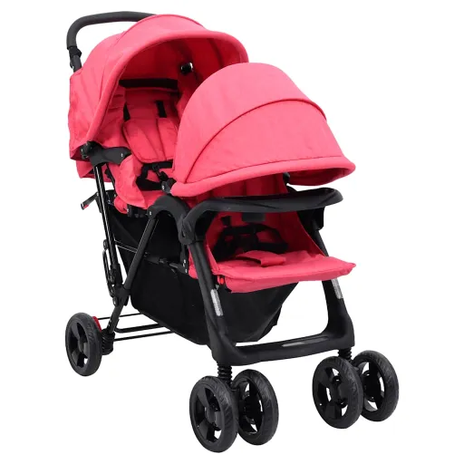 Carrito Para Gemelos Tandem de Acero Rojo