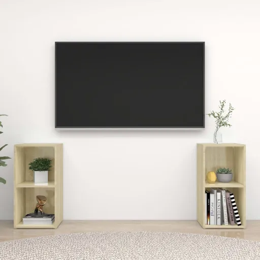 Muebles de Salón de Pared 2 Pzas Madera Ingeniería Roble Sonoma