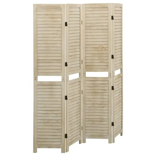 Biombo de 4 Paneles de Madera Maciza de Paulownia 140x165 cm