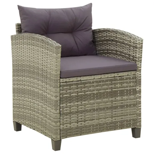 Sillón de Jardín Con Cojines Ratán Sintético Gris