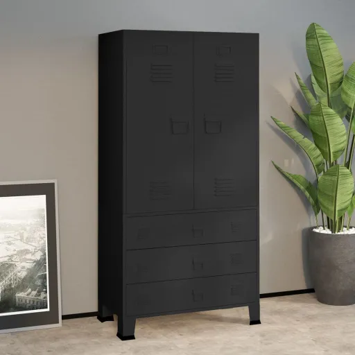 Armario Industrial de Metal Negro 90x50x180 cm