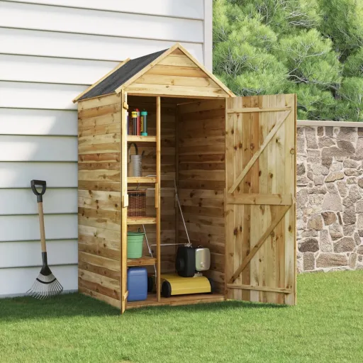 Cobertizo de Herramientas Con Puerta Madera Pino 107x107x220 cm