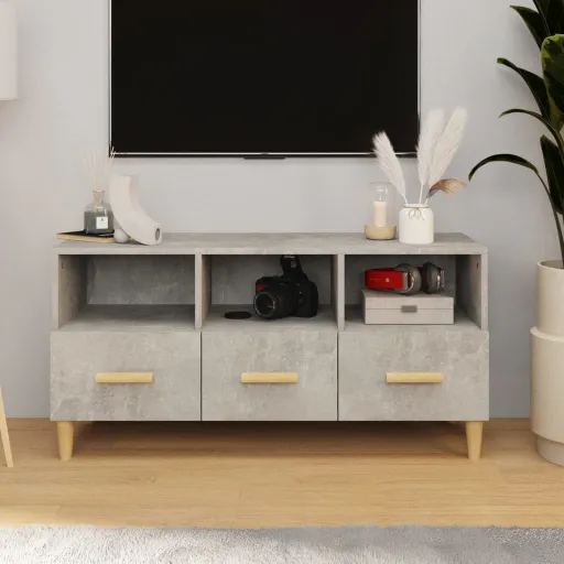 Mueble de TV Madera de Ingeniería Gris Hormigón 102x36x50 cm