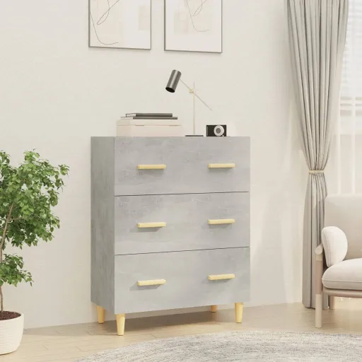 Aparador de Madera Contrachapada Gris Hormigón 70x34x90 cm