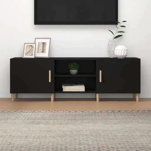 Mueble Para TV Madera Contrachapada Negro 150x30x50 cm