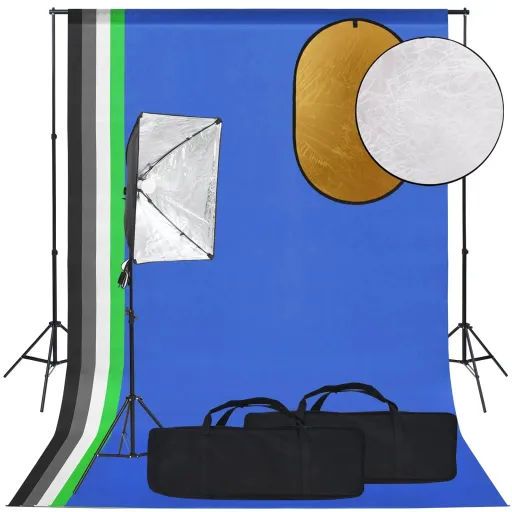 Kit de Estudio Fotográfico Con Softbox, Fondo y Reflector