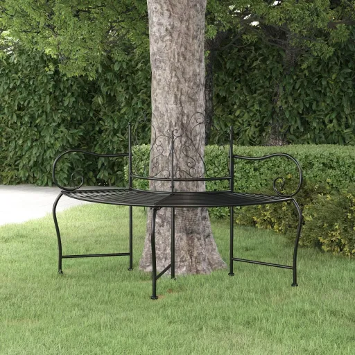 Banco de Jardín de Acero Negro 150 cm