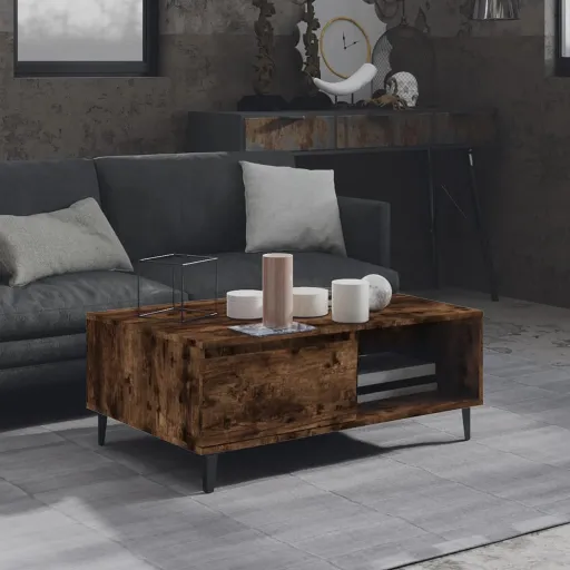 Mesa de Centro Madera de Ingeniería Roble Ahumado 90x60x35 cm