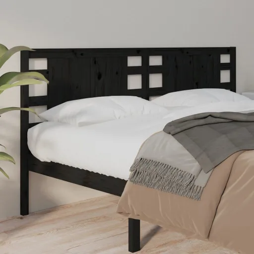 Cabecero de Cama Madera Maciza de Pino Negro 146x4x100 cm