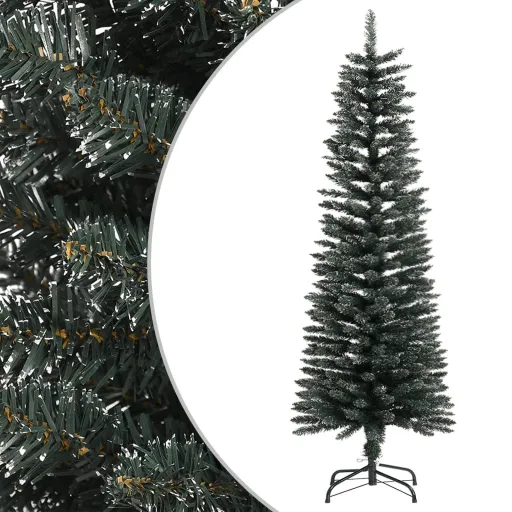 Árbol Navidad Artificial Estrecho Con Soporte PVC Verde 120 cm