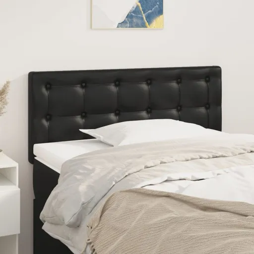 Cabecero de Cuero Sintético Negro 90x5x78/88 cm
