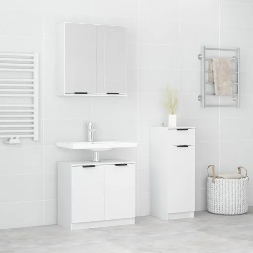 Set de Muebles de Baño 3 Piezas Madera Contrachapada Blanco
