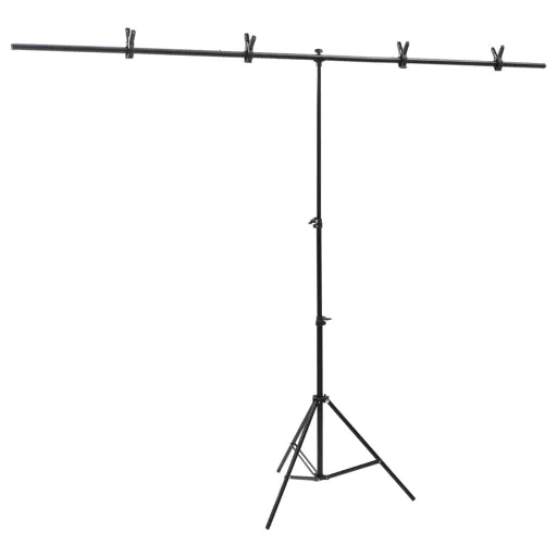 Soporte Para Fondos en Forma de T Negro 201x60x(70-200) cm