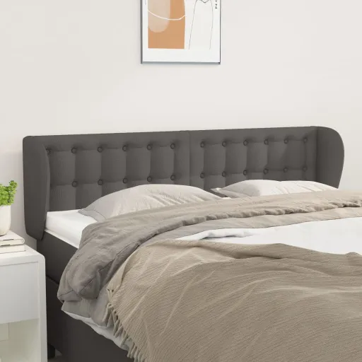 Cabecero de Cuero Sintético Gris 147x23x78/88 cm