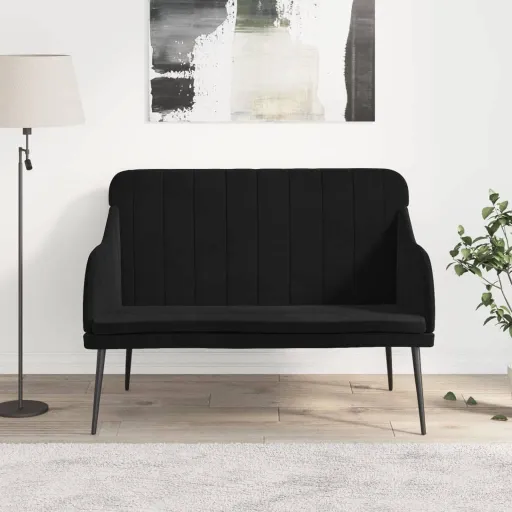 Banco de Terciopelo Negro 110x76x80 cm
