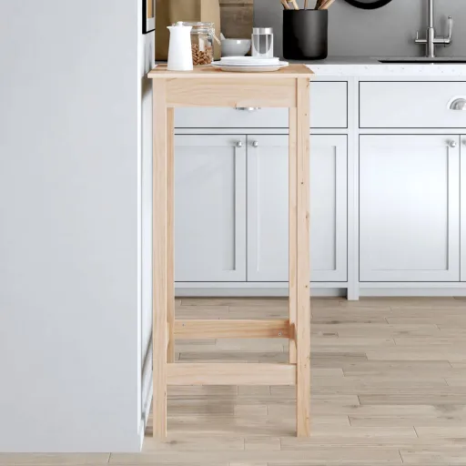 Mesa Alta de Bar Madera Maciza de Pino 50x50x110 cm