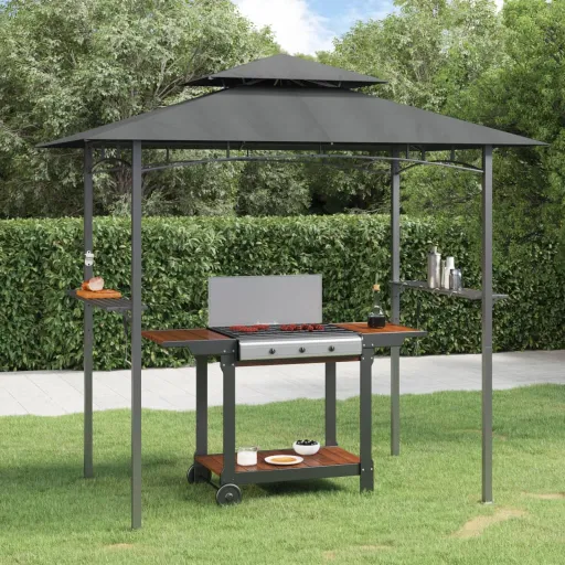Cenador Barbacoa Estante Lateral Acero Antracita 240x150x243 cm