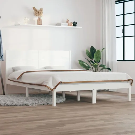 Estructura de Cama Sin Colchón Madera de Pino Blanca 140x190 cm