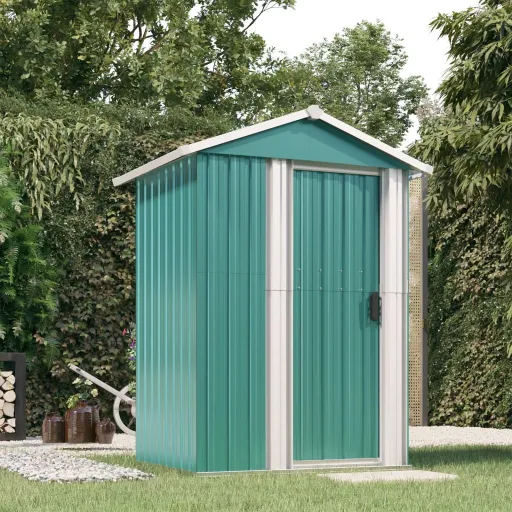 Cobertizo de Jardín Acero Galvanizado Verde 126x97,5x177 cm