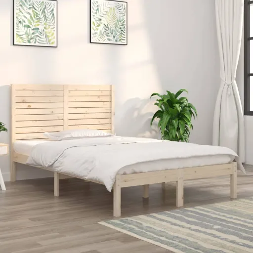 Estructura de Cama Madera Maciza de Pino 140x190 cm
