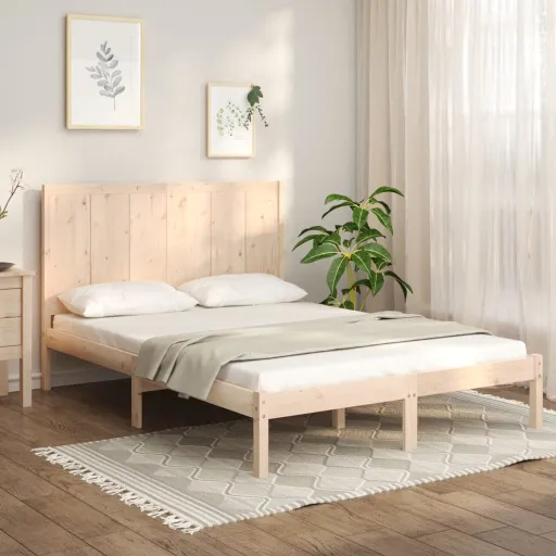 Estructura de Cama Sin Colchón Madera Maciza de Pino 140x190 cm