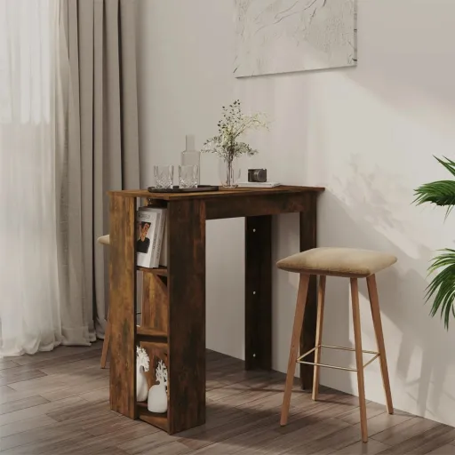 Mesa Alta Con Estante Roble Ahumado 102x50x103,5 cm