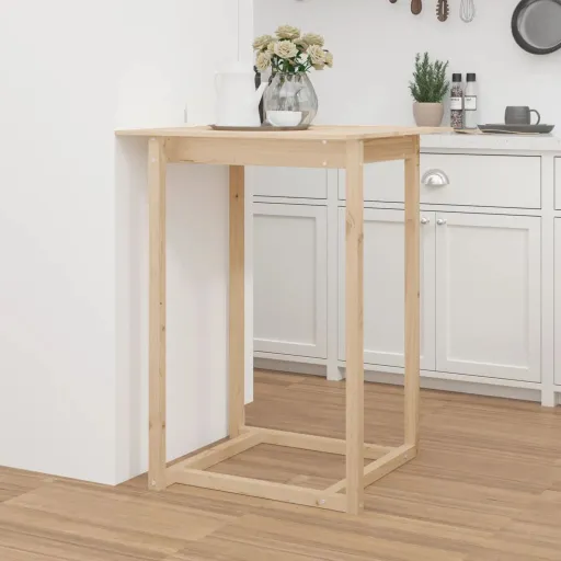 Mesa Alta de Bar de Madera Maciza de Pino 80x80x110 cm