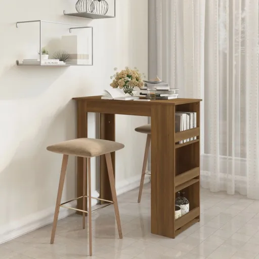 Mesa Alta Con Estante Marrón Roble 102x50x103,5 cm