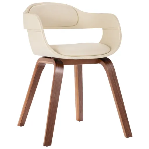 Silla de Comedor de Madera Curvada y Cuero Artificial Blanco