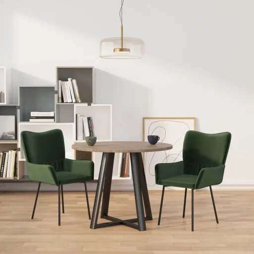 Sillas de Comedor 2 Unidades Terciopelo Verde Oscuro
