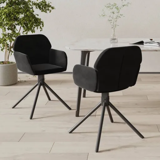 Sillas de Comedor Giratorias 2 Uds Terciopelo Negro