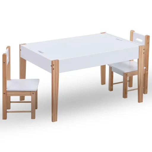 Mesa y Sillas Infantiles 3 Pzas Con Pizarra Negro y Blanco