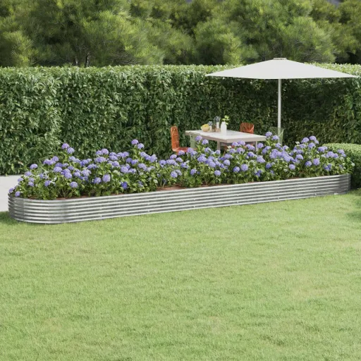 Jardinera Arriate Acero Galvanizado Plata 600x140x36 cm