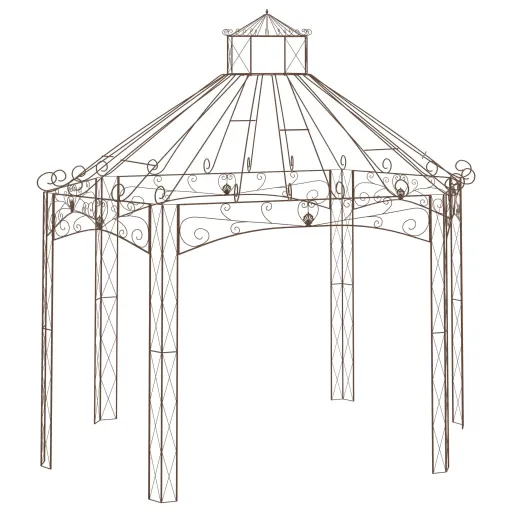 Pérgola de Jardín Marrón Antiguo 400x258x378 cm Hierro