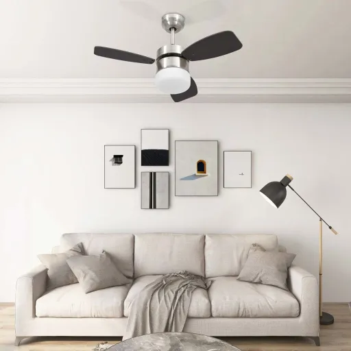 Ventilador de Techo Con Luz Con Mando Marrón Oscuro 76 cm