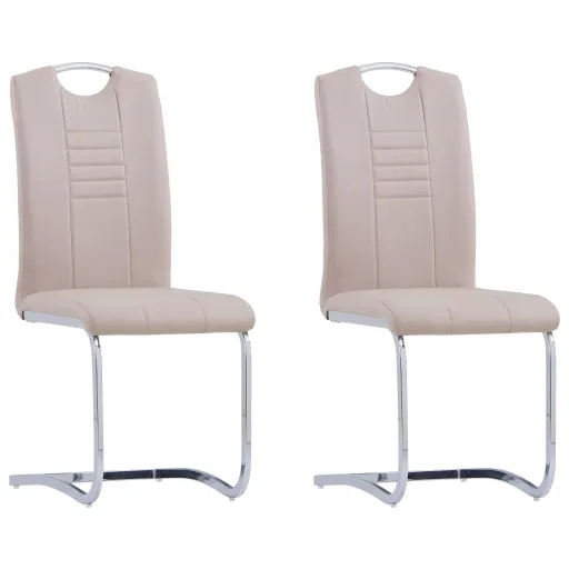 Sillas de Comedor Voladizas 2 Uds Cuero Sintético Capuchino