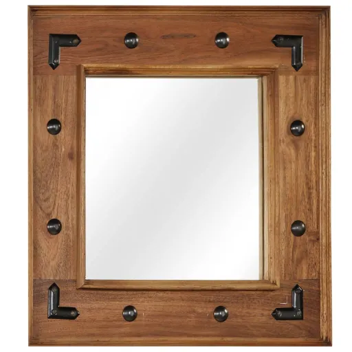 Espejo de Madera Maciza de Acacia 50x50 cm