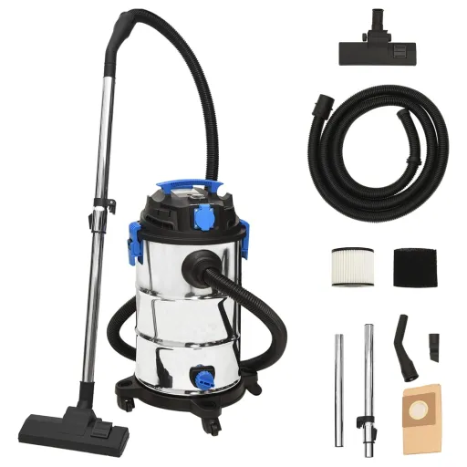 Aspirador en Seco y Húmedo Plateado 1200 W 30 L