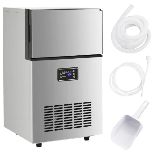 Máquina de Hacer Cubitos de Hielo Plateada 45 kg/24 h