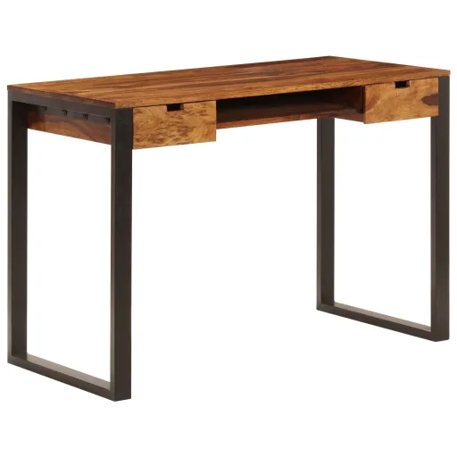 Escritorio de Madera Maciza de Acacia y Acero 110x55x78 cm