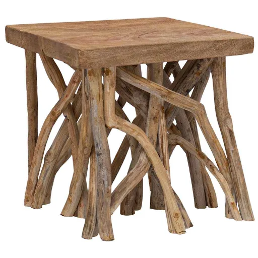 Mesa de Centro de Troncos Madera Reciclada Mixta 40x40x40 cm