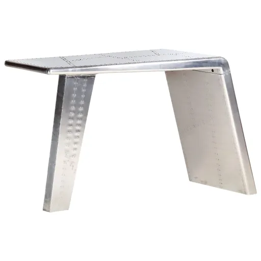 Escritorio de Ala de Avión Metal Plateado 112x50x76 cm