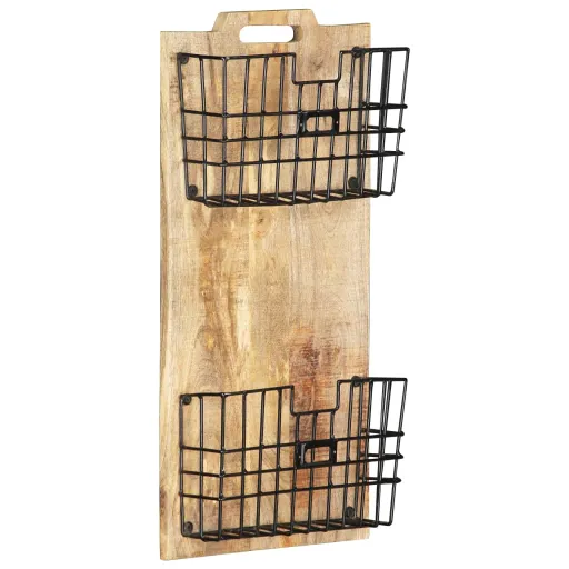 Perchero de Pared Madera Maciza de Mango Sin Tratar 33x10x67 cm
